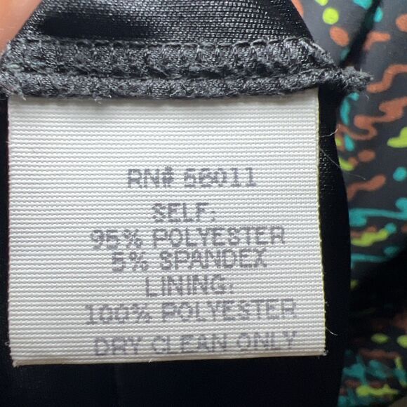 David Meister Dress 10 Black Green Blue Career Stretch 3/4 Sleeve Asymmetrical - Picture 9 of 10